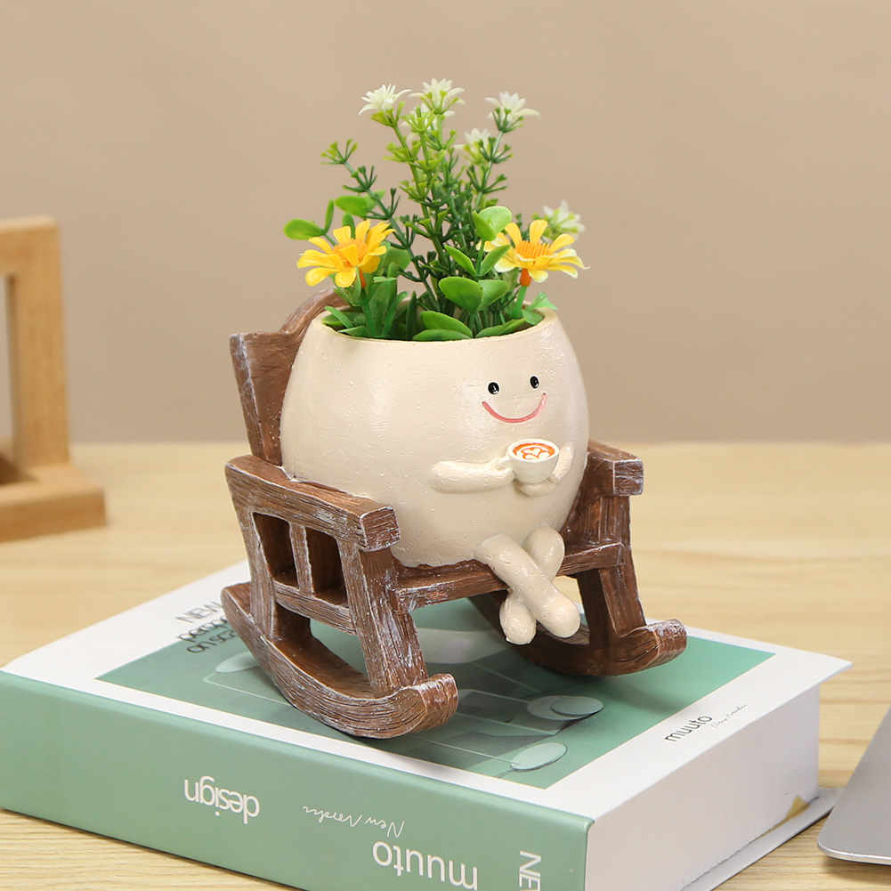 Japanese Garden Bonsai - Chair/Swing Smile Face Planter Resin Hanging