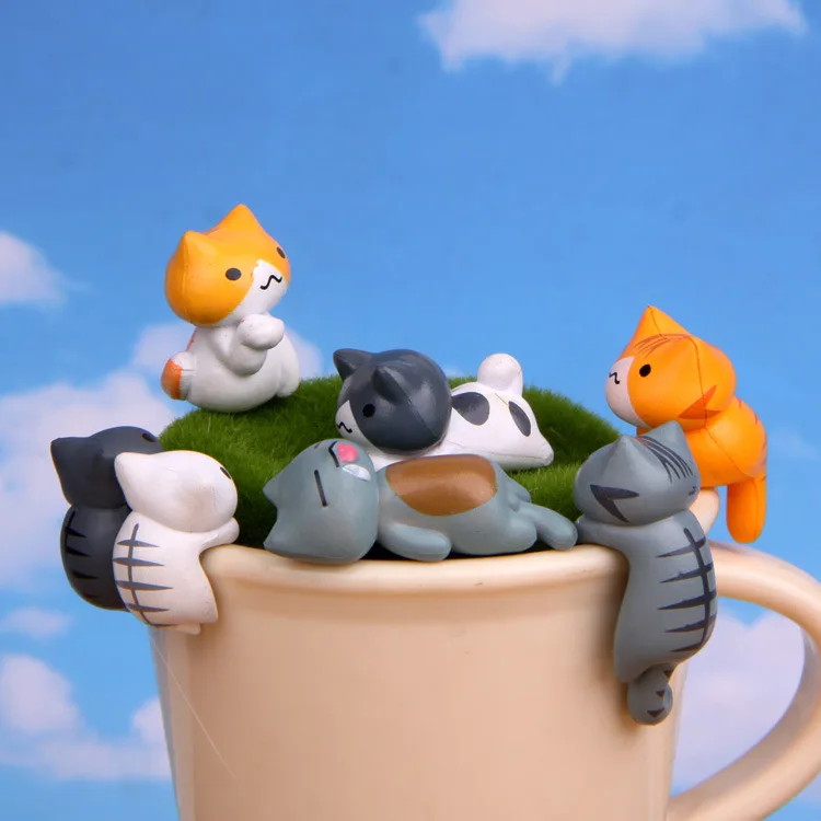 6Pcs/Set Cartoon Lucky pvc Cat - Bonsai Garden Japan 评论和价格